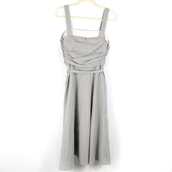 SOLD-Veronica Beard Dress Gingham Seersucker Positano Midi Sleeveless - Picture 2 of 10